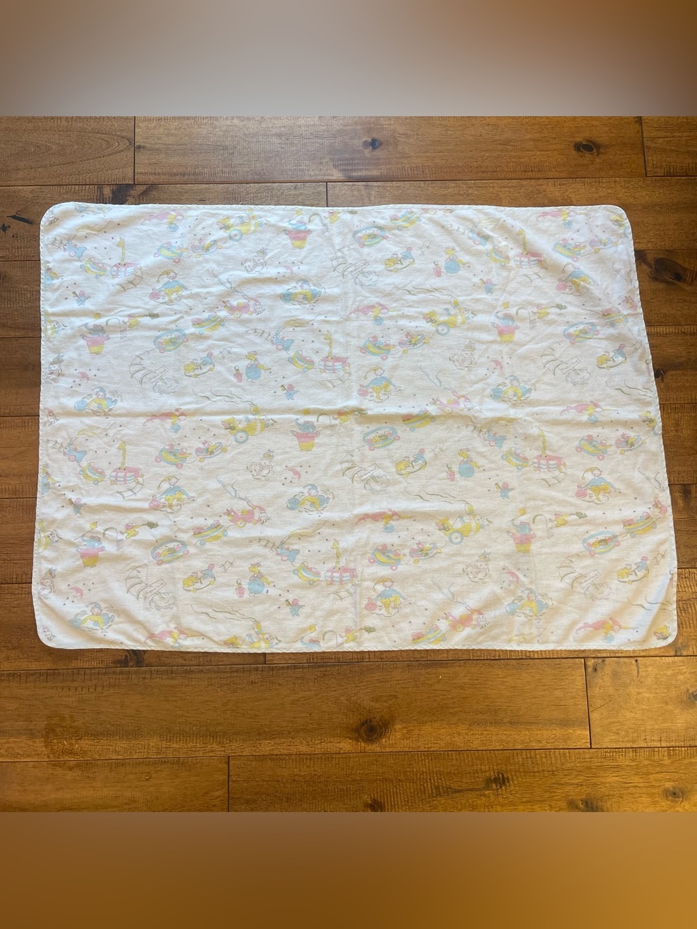 Vintage Baby Receiving Blanket Sandman Express Dreamland Swaddle Nursery Retro